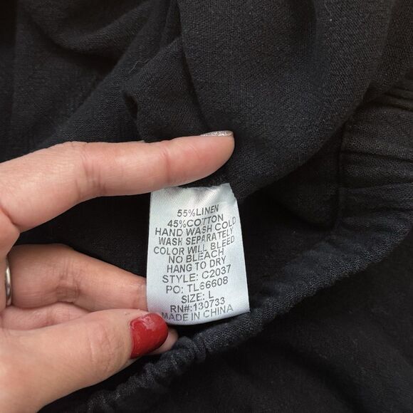 Umgee Boho Retro Ruffle Bell Bottom Pants Women’s L Black Wide Leg Festival EUC - Picture 4 of 16